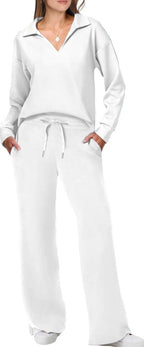 Damen Strick- und Hosen-Set aus weichem Material mit lockerer Passform