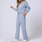 Damen Strick- und Hosen-Set aus weichem Material mit lockerer Passform