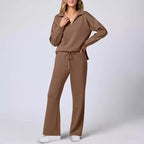 Damen Strick- und Hosen-Set aus weichem Material mit lockerer Passform