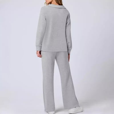 Damen Strick- und Hosen-Set aus weichem Material mit lockerer Passform