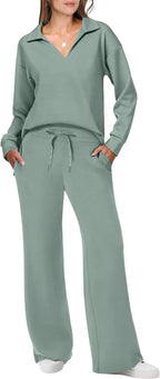 Damen Strick- und Hosen-Set aus weichem Material mit lockerer Passform