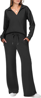 Damen Strick- und Hosen-Set aus weichem Material mit lockerer Passform