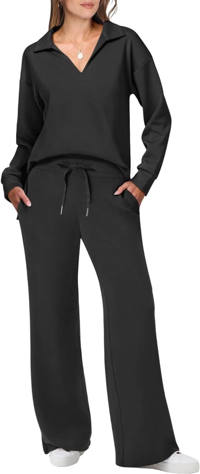 Damen Strick- und Hosen-Set aus weichem Material mit lockerer Passform