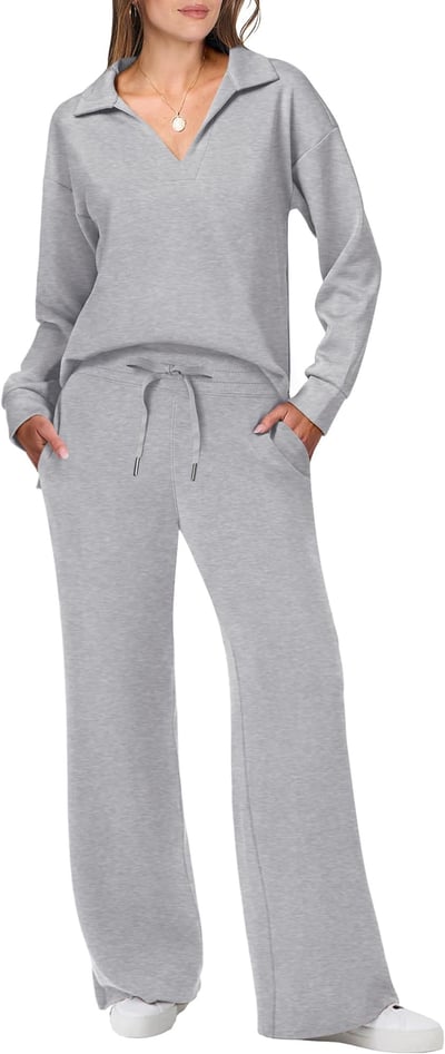 Damen Strick- und Hosen-Set aus weichem Material mit lockerer Passform
