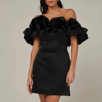 Damen Rüschen-Mini-Hochzeitskleid für Hochzeitsgäste