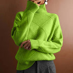 Damen Rollkragen-Strickpullover mit Rautenmuster