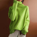 Damen Rollkragen-Strickpullover mit Rautenmuster