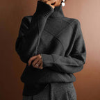 Damen Rollkragen-Strickpullover mit Rautenmuster