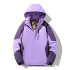 Damen Skijacke mit Kapuze – Colorblock Winterjacke, Gefüttert