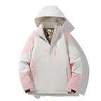 Damen Skijacke mit Kapuze – Colorblock Winterjacke, Gefüttert