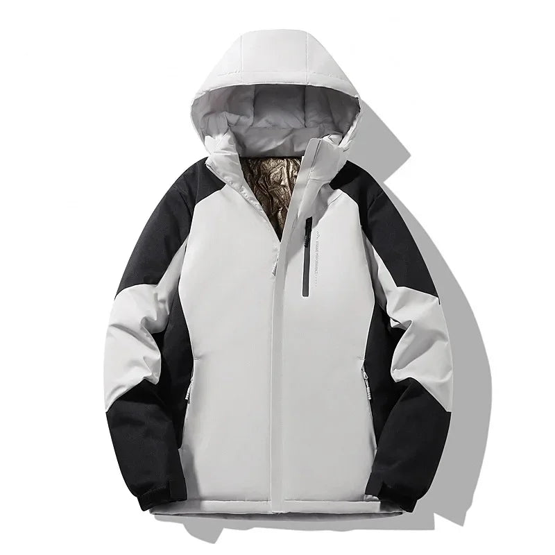 Damen Skijacke mit Kapuze – Colorblock Winterjacke, Gefüttert