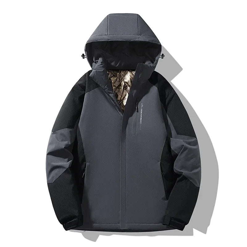 Damen Skijacke mit Kapuze – Colorblock Winterjacke, Gefüttert