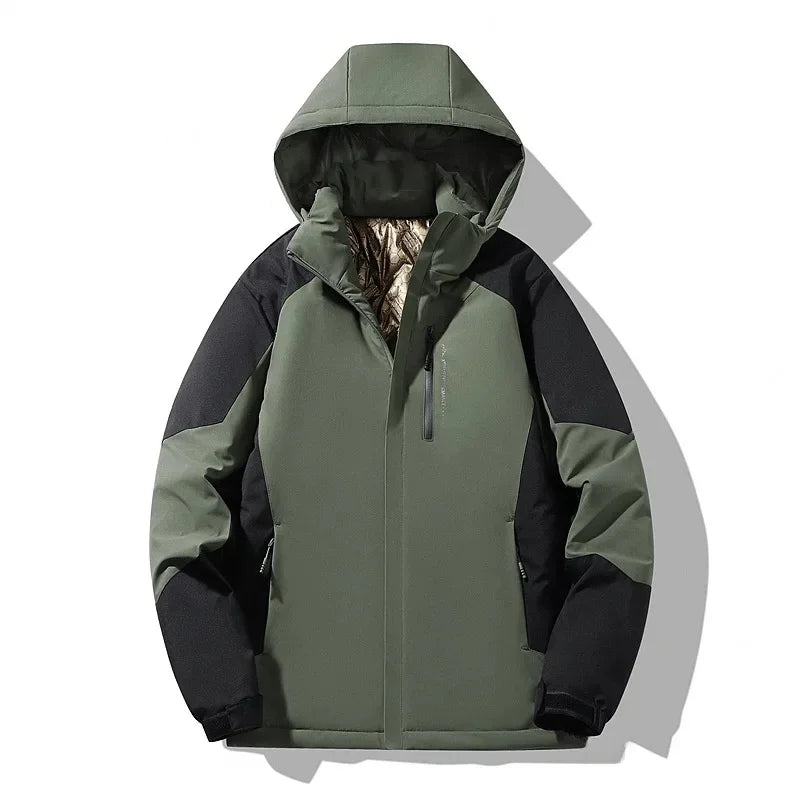 Damen Skijacke mit Kapuze – Colorblock Winterjacke, Gefüttert