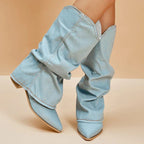 Damen Slouchy-Stiefel mit spitzer Kappe und geschwungenem Schaft