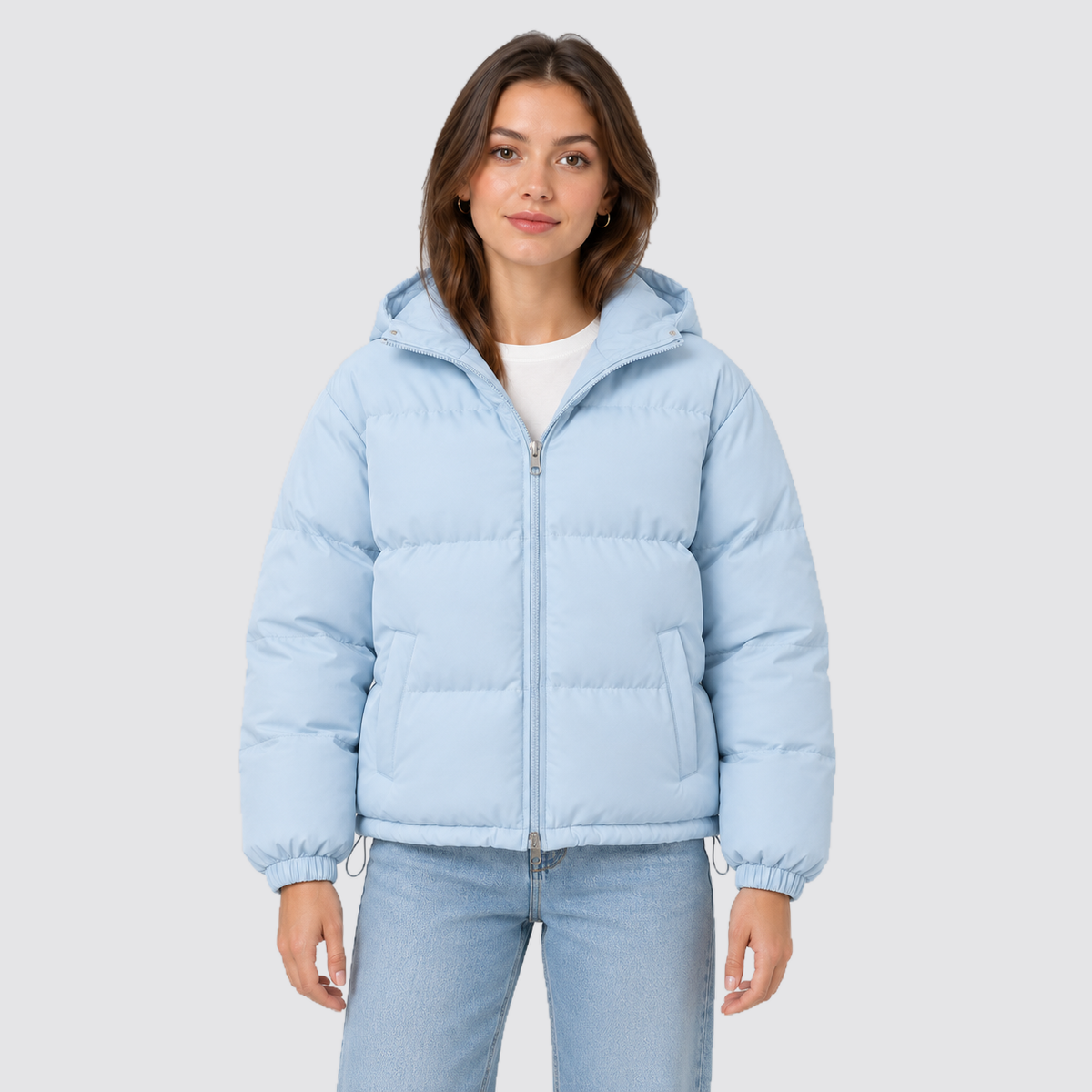 Unisex Pufferjacke mit Kapuze – Warme Steppjacke aus Baumwollmischung, Winter