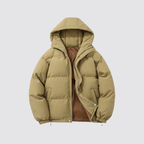 Unisex Pufferjacke mit Kapuze – Warme Steppjacke aus Baumwollmischung, Winter