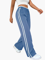 Damen Jogginghose mit Seitenstreifen – Weite Track Pants mit elastischem Bund