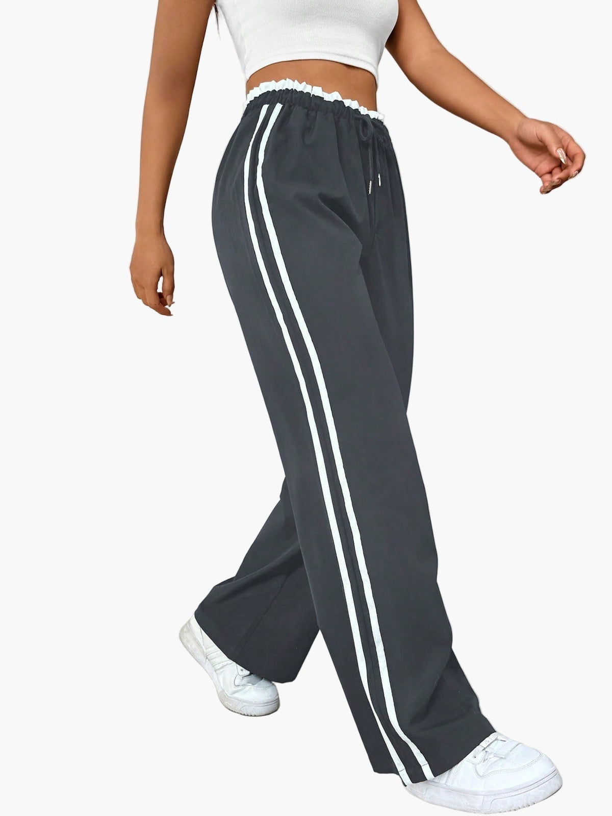 Damen Jogginghose mit Seitenstreifen – Weite Track Pants mit elastischem Bund