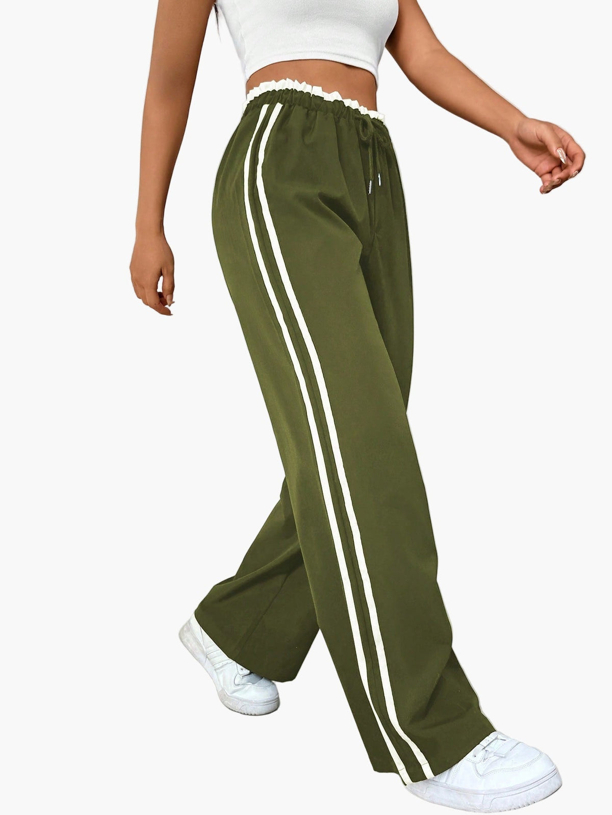 Damen Jogginghose mit Seitenstreifen – Weite Track Pants mit elastischem Bund