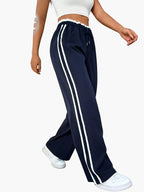 Damen Jogginghose mit Seitenstreifen – Weite Track Pants mit elastischem Bund