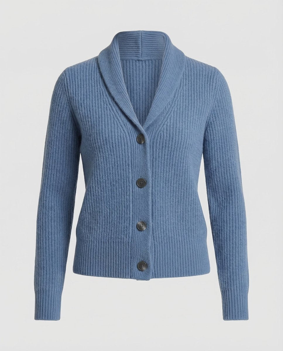 Damen Strick-Cardigan mit Reverskragen, Knopfleiste und langen Ärmeln