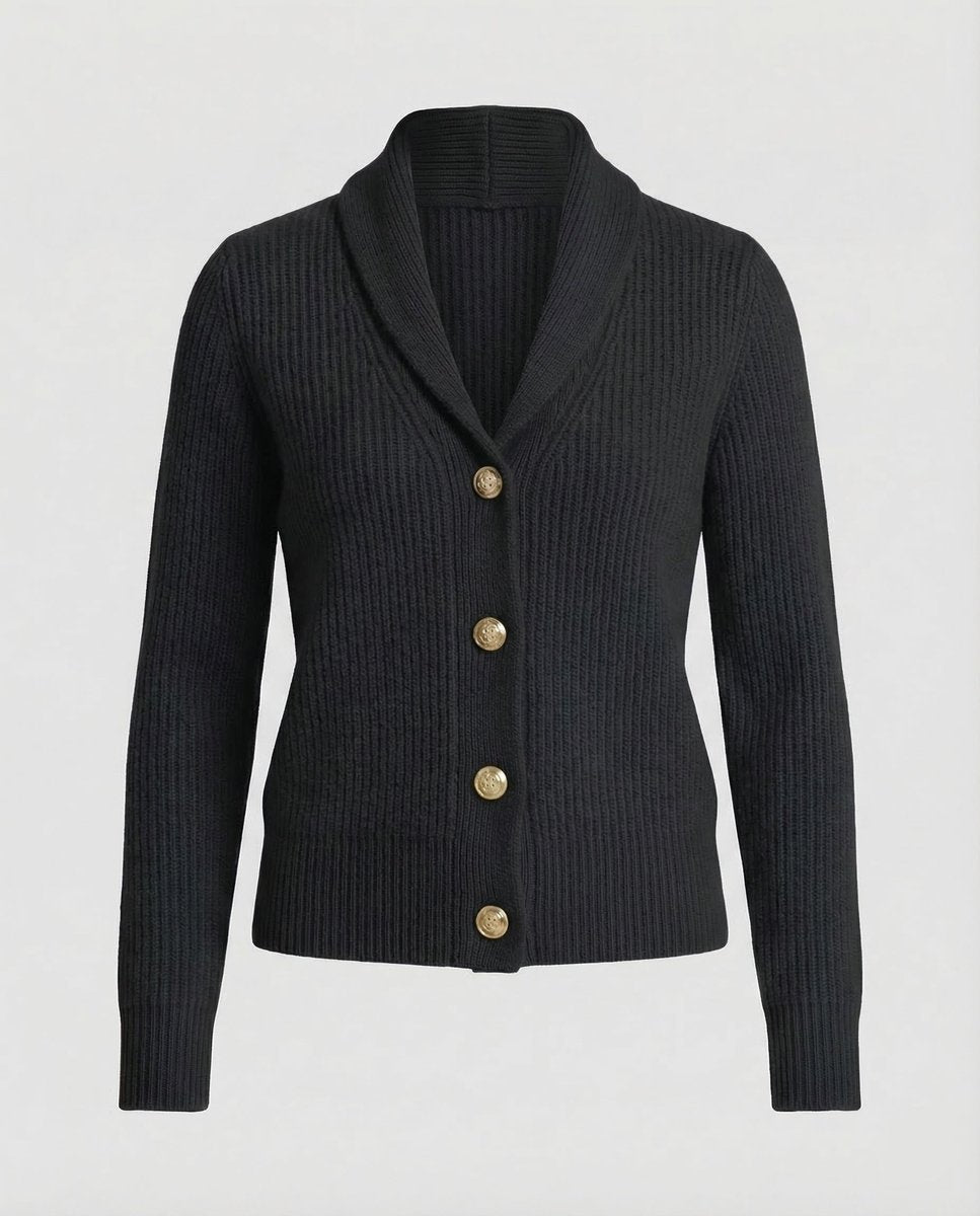 Damen Strick-Cardigan mit Reverskragen, Knopfleiste und langen Ärmeln