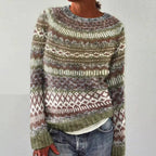 Damen Norweger Weihnachtspullover mit Rundpasse – Strickpullover, Winter, Lockere Passform