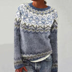 Damen Norweger Weihnachtspullover mit Rundpasse – Strickpullover, Winter, Lockere Passform