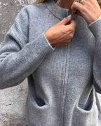 Damen Strickcardigan mit Reißverschluss, lockerer Passform und Fronttaschen