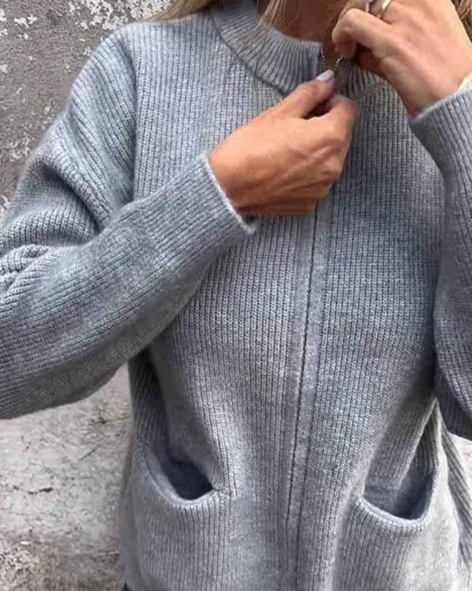 Damen Strickcardigan mit Reißverschluss, lockerer Passform und Fronttaschen