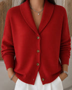Damen Strickjacke mit Hemdkragen, Knopfleiste und Relaxed Fit