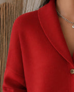 Damen Strickjacke mit Hemdkragen, Knopfleiste und Relaxed Fit