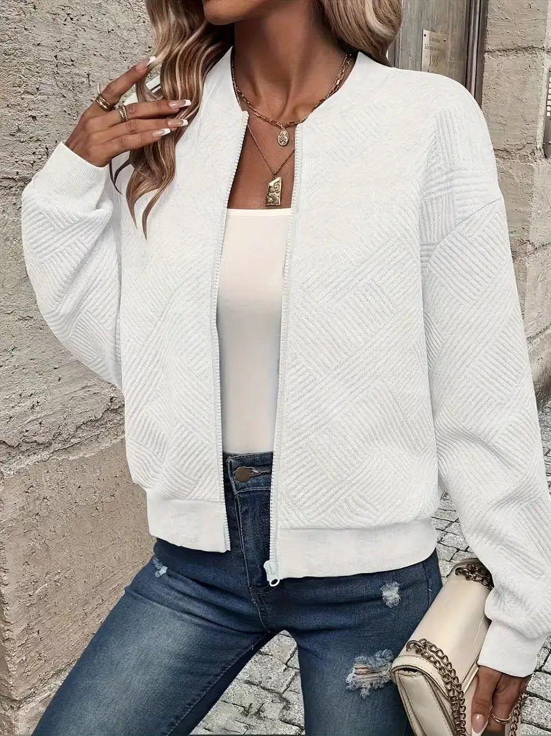 Damen Strickjacke mit Reißverschluss und Struktur