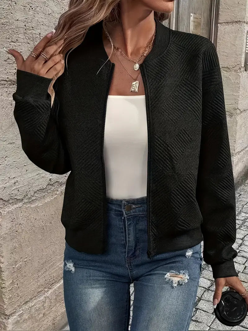 Damen Strickjacke mit Reißverschluss und Struktur