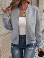 Damen Strickjacke mit Reißverschluss und Struktur