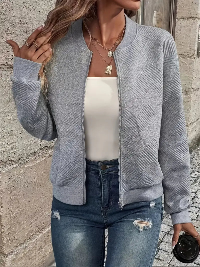 Damen Strickjacke mit Reißverschluss und Struktur