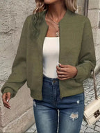 Damen Strickjacke mit Reißverschluss und Struktur