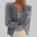 Damen Strickjacke mit Rundhalsausschnitt und langen Ärmeln