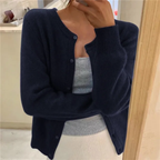 Damen Strickjacke mit Rundhalsausschnitt und langen Ärmeln