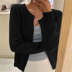Damen Strickjacke mit Rundhalsausschnitt und langen Ärmeln