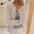 Damen Strickjacke mit Rundhalsausschnitt und langen Ärmeln