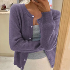 Damen Strickjacke mit Rundhalsausschnitt und langen Ärmeln