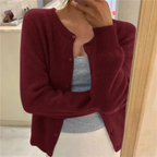 Damen Strickjacke mit Rundhalsausschnitt und langen Ärmeln