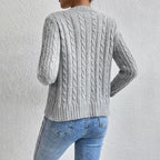 Damen Strickjacke mit Zopfmuster und Knopfleiste