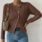 Damen Strickjacke mit Zopfmuster und Knopfleiste