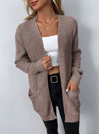 Damen Strickjacke mit langen Ärmeln und offener Vorderseite