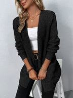 Damen Strickjacke mit langen Ärmeln und offener Vorderseite