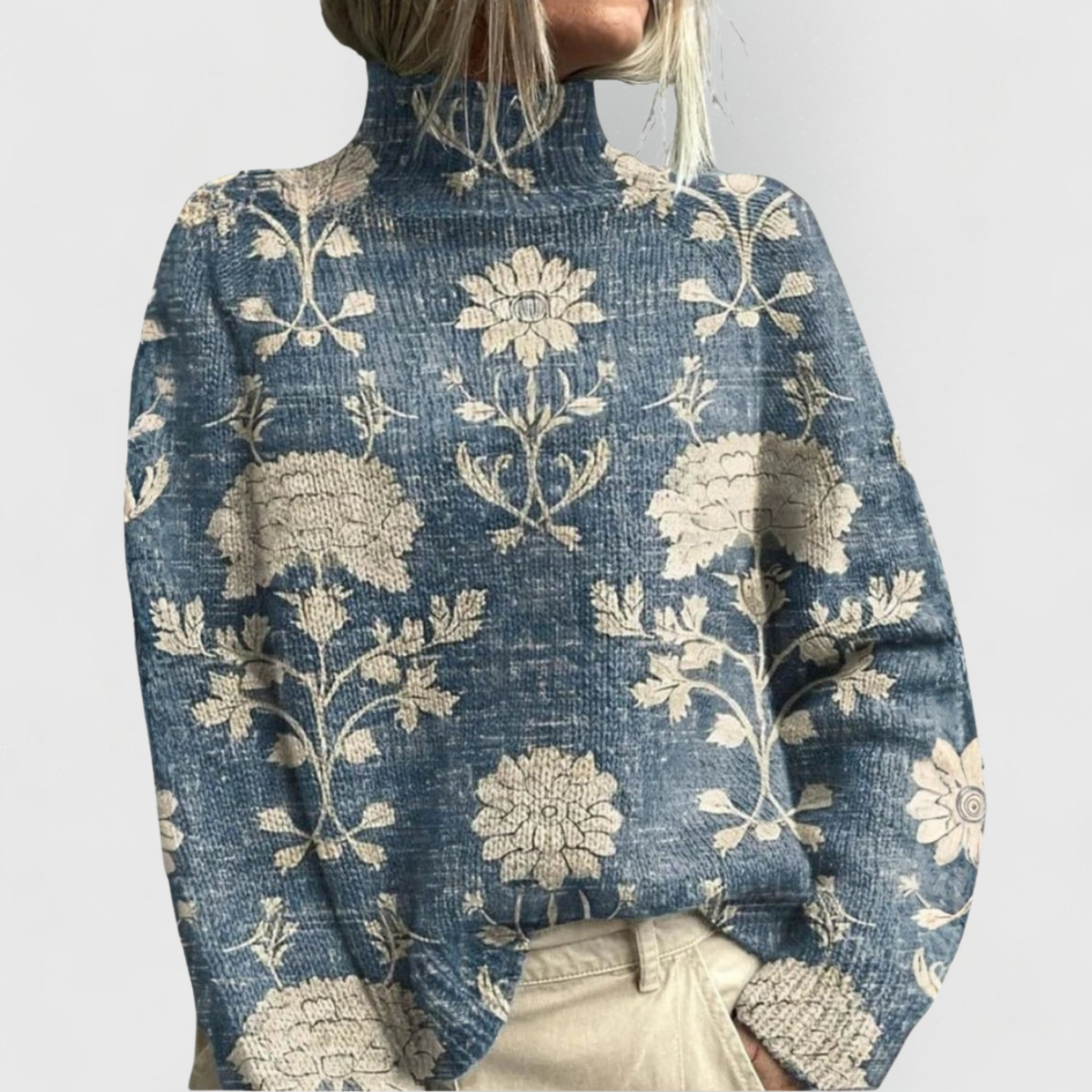 Damen Strickpullover mit Naturprint, lockerem Schnitt und kreativen Details