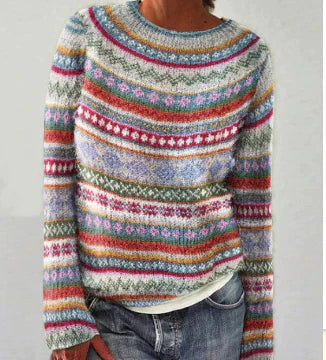 Damen Strickpullover mit Rundhalsausschnitt und lockerer Passform