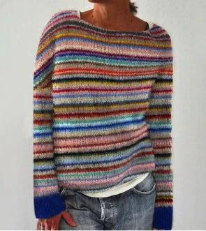 Damen Strickpullover mit Rundhalsausschnitt und lockerer Passform